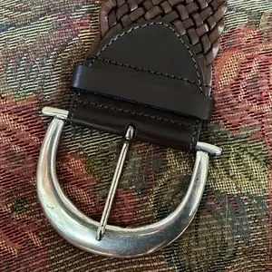 Richard Gampel Brown leather braided belt- silver. adjustable for any size Richard Gampel | Accessories | Richard Gampel Brown Leather  main image 3